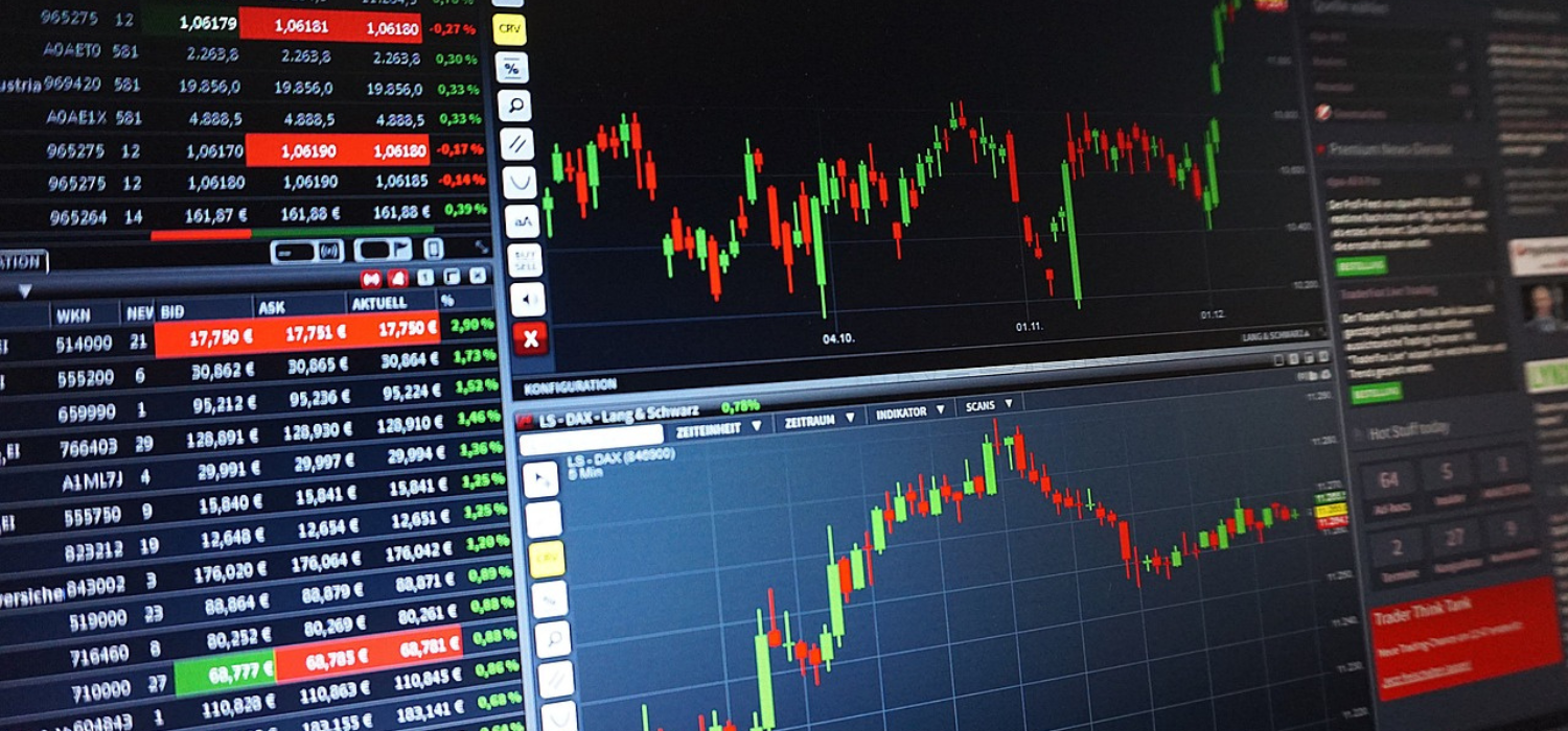 beursgrafieken aandelen- cryptomarkt