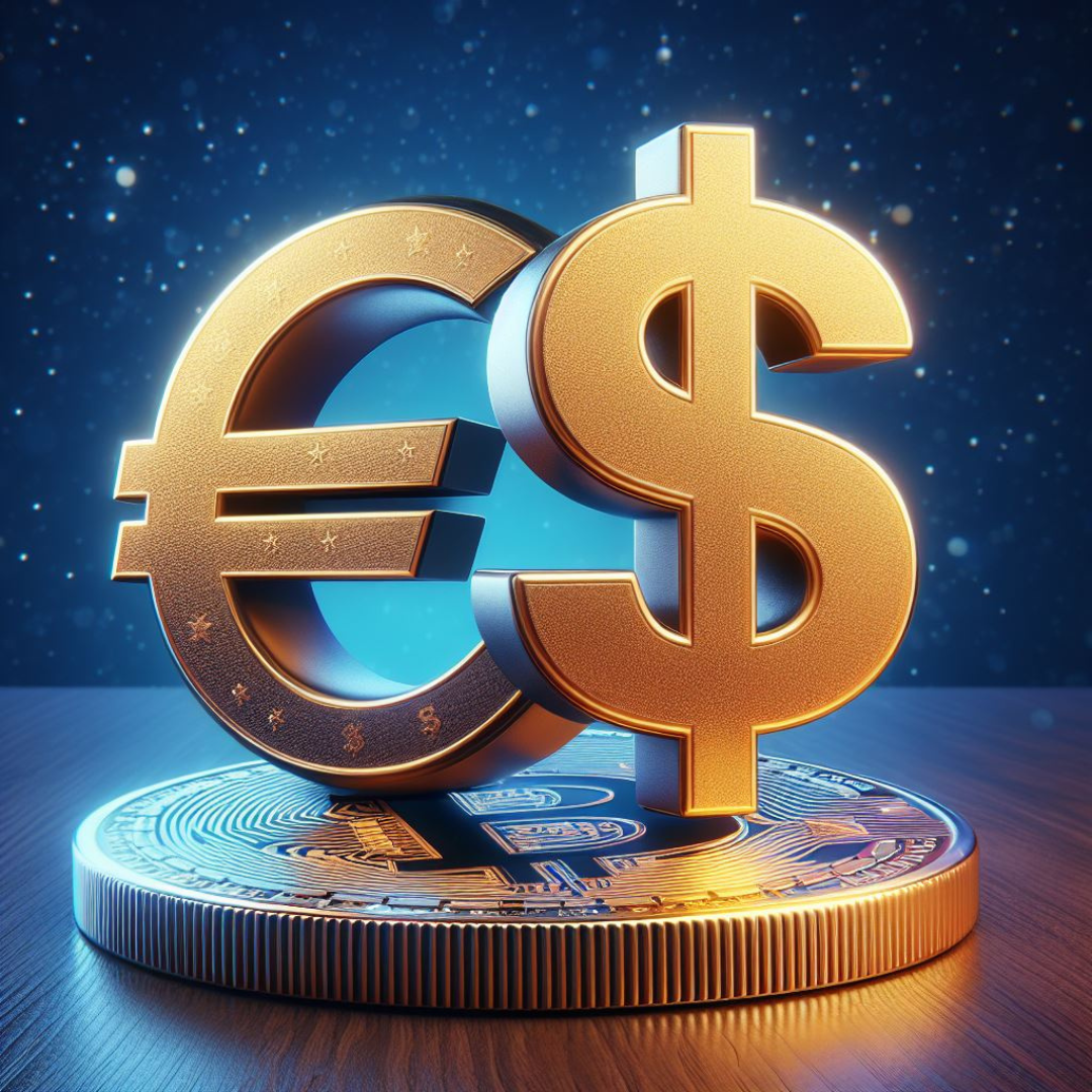 Euro Dollar Bitcoin icoon