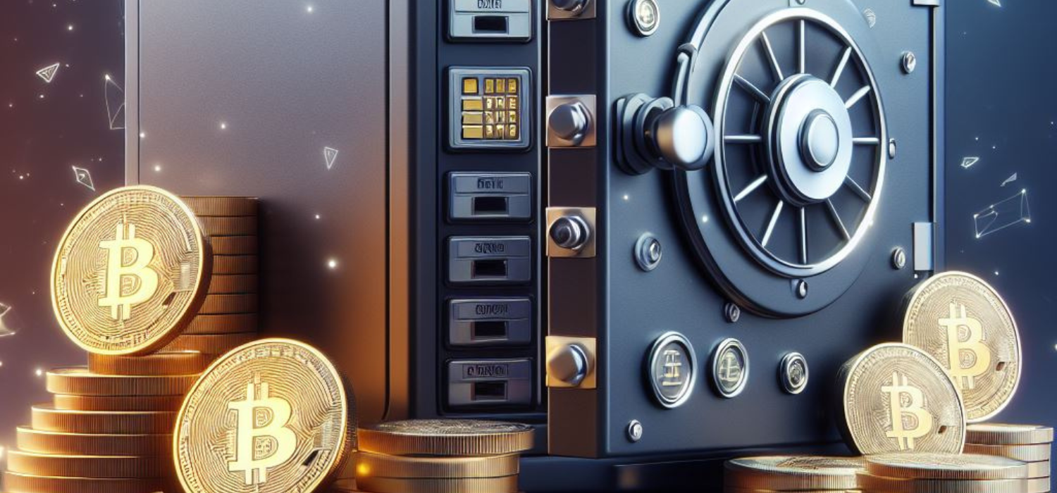 Kluis met Bitcoin munten