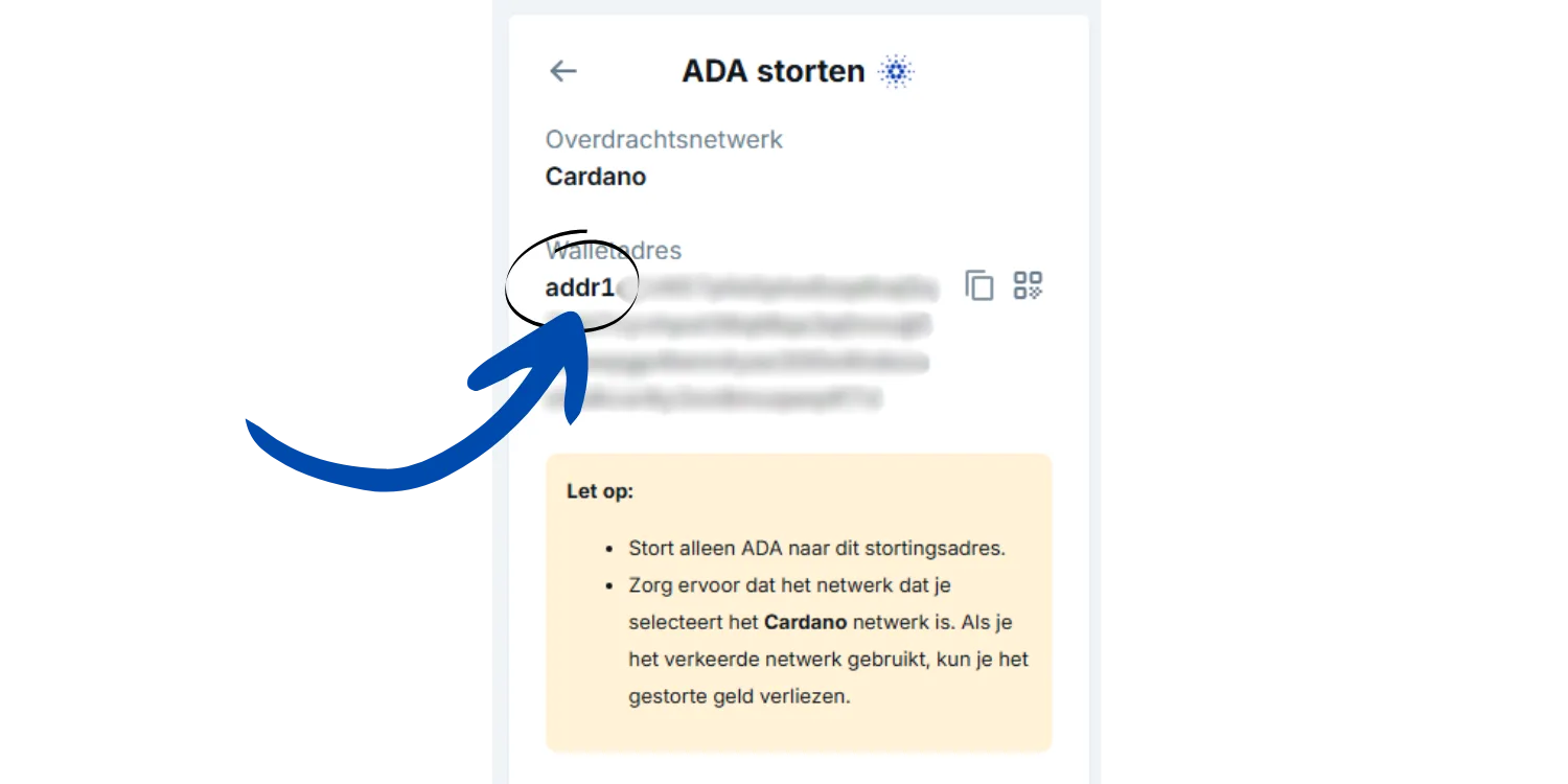 Bitvavo wijzigt Cardano stortadressen